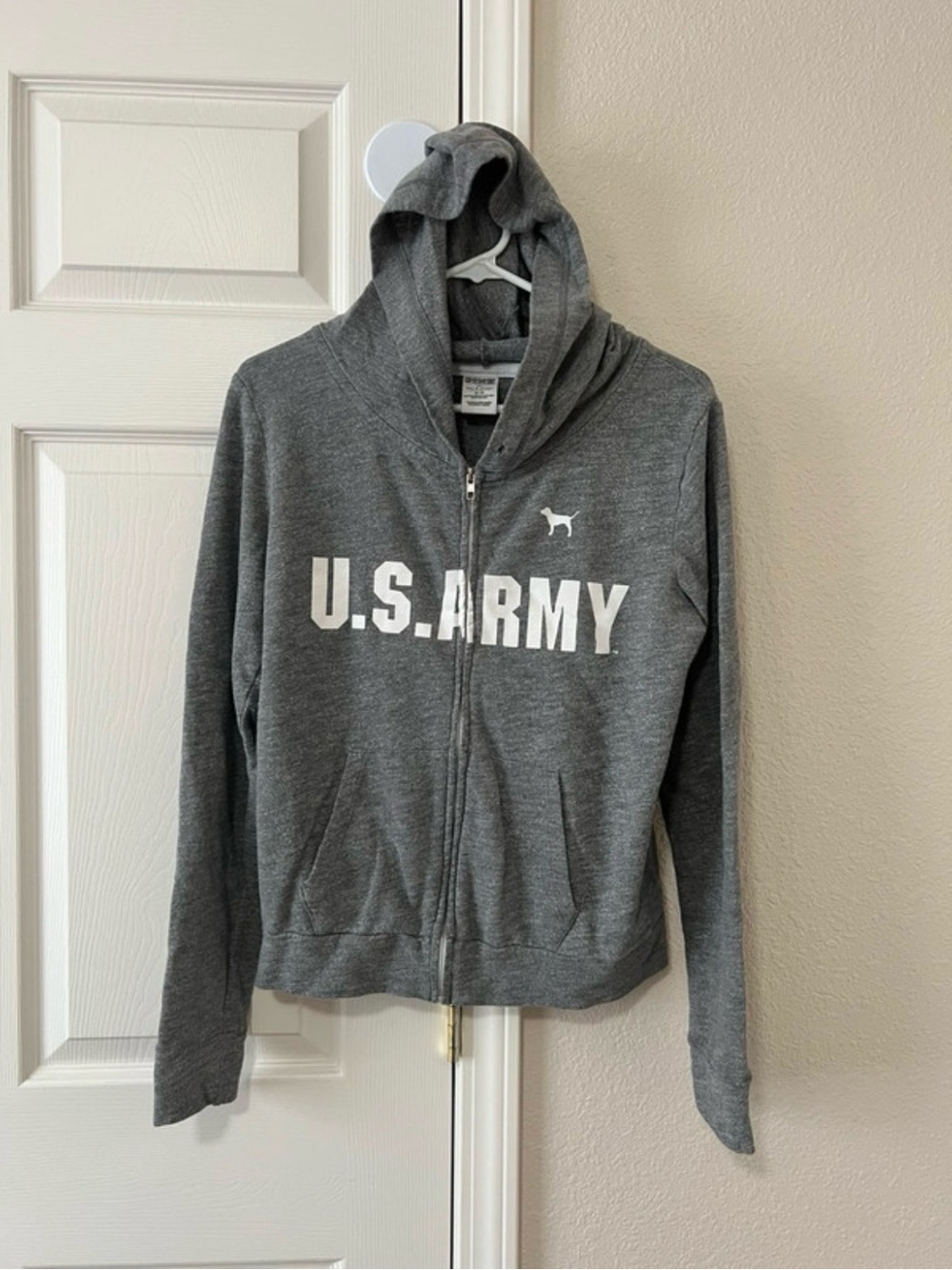 PINK Victoria’s Secret U.S. Army Full Zip Hoodie Gray Size Medium